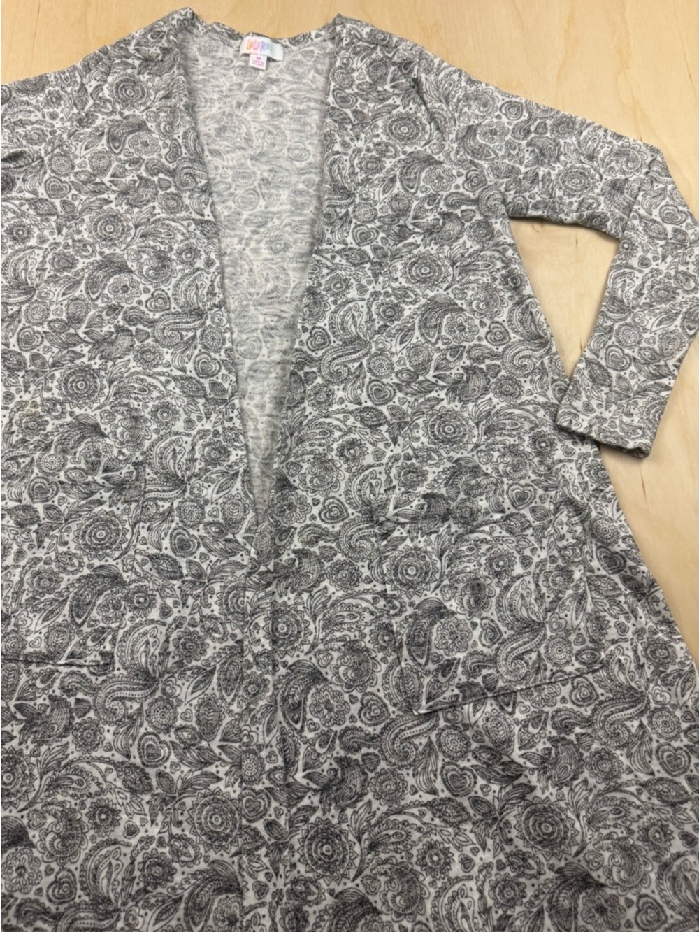LuLaRoe Black & White Paisley Open-Front Cardigan